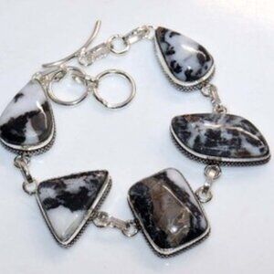 8" White Buffalo Turquoise .925 Sterling Silver Overlay Bracelet